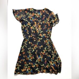Gianni Bini Floral Fit & Flare Black Short Sleeve Dress
